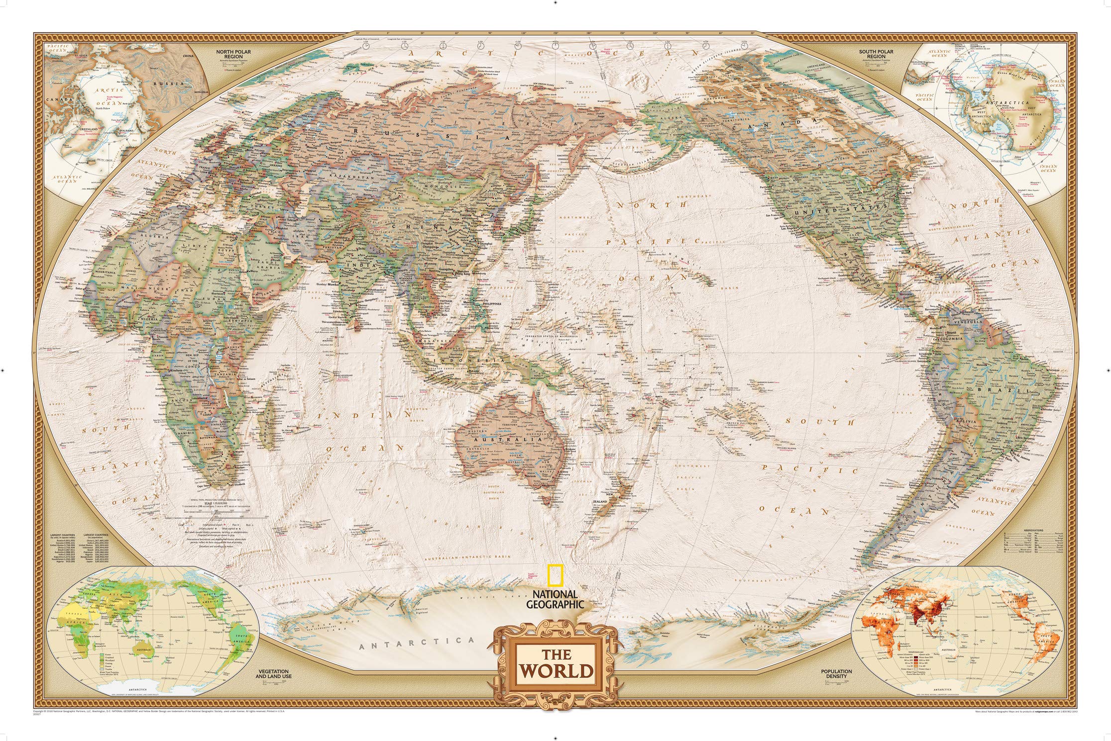 National Geographic World, Pacific Centered Wall Map - Executive